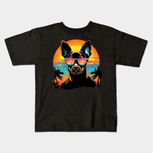 Retro Wave Basenji Dog Shirt Kids T-Shirt